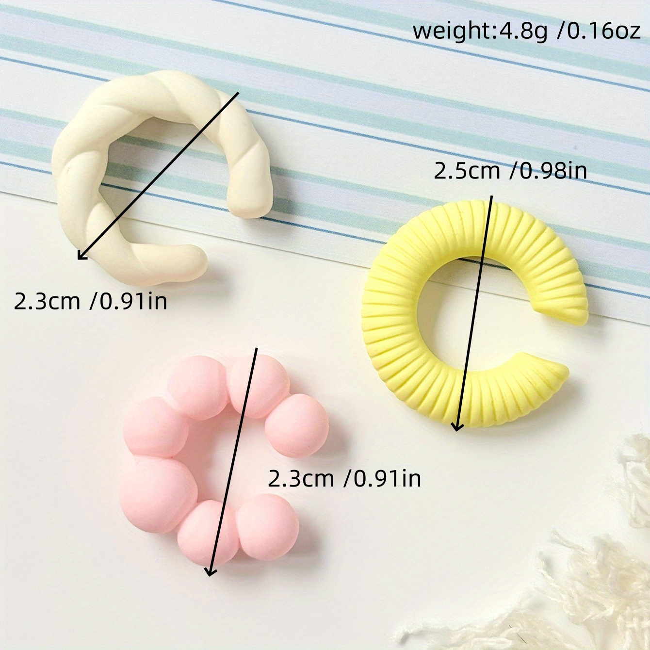 3pcs Candy Colored C Ear Clips for Women